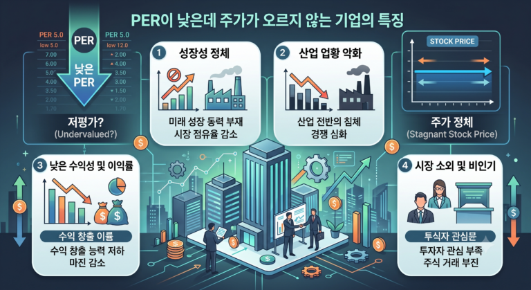 PER이 낮은데 주가가 오르지 않는 기업의 특징 썸네일